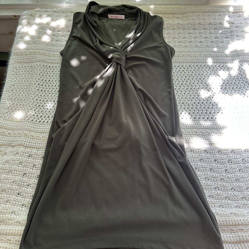 Blush Women’s Medium Army Green Midi Dress Short Cute Small Stain See Photos